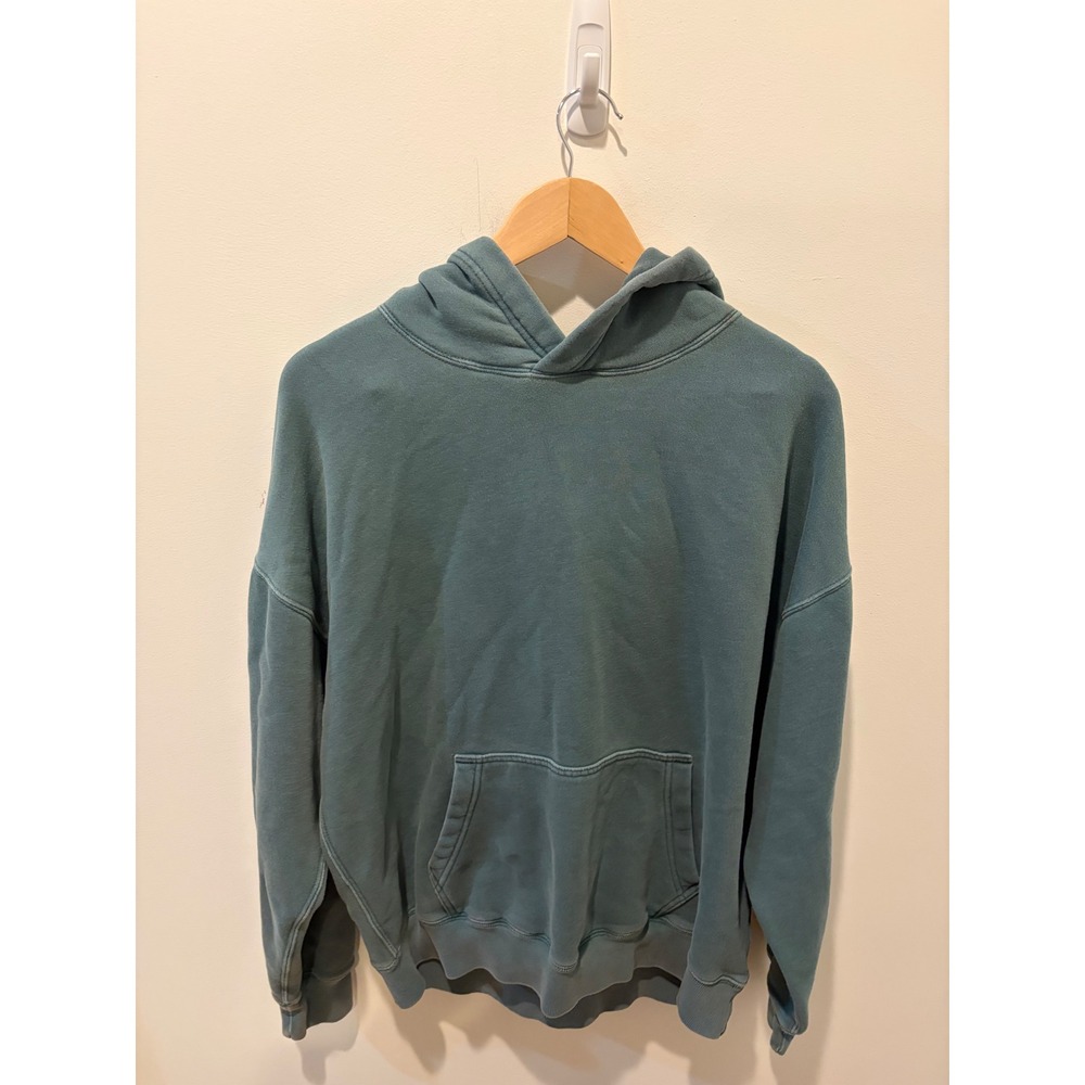 Abercrombie & Fitch Mens Oversized Hoodie Faded Teal Blue Fleece Sweatshirt M